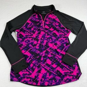 Zone Pro Hot Pink and Black Patterned Quarter-Zip Pullover